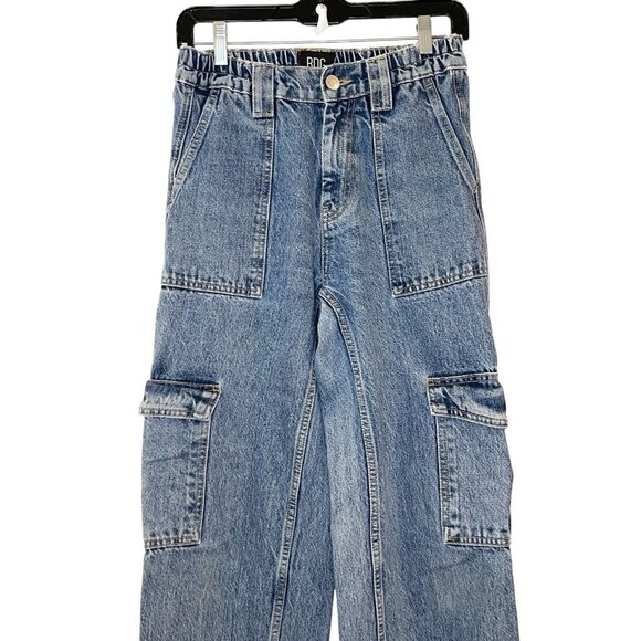 BDG Urban Outfitters Jean Women 26 Skate Cargo Blue Denim Elastic High Rise - Picture 3 of 6